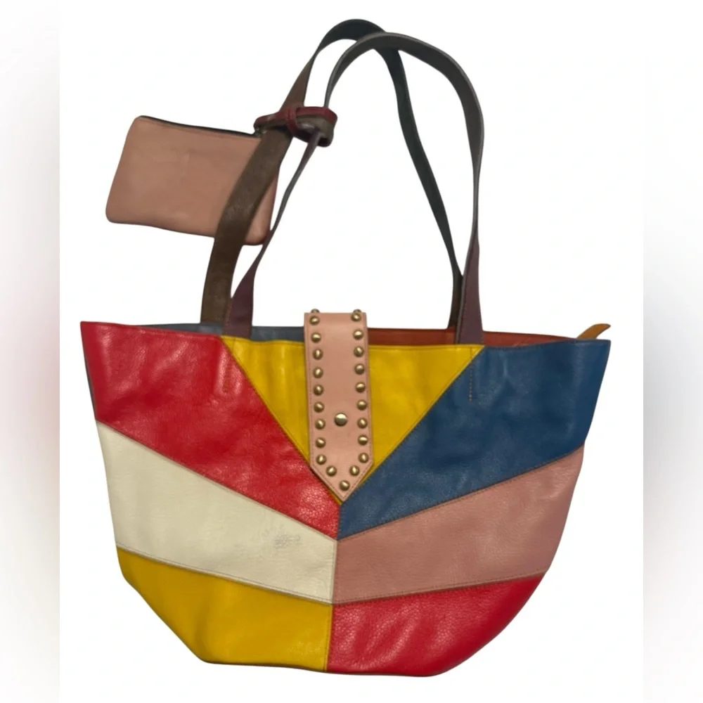 Amerileather Patchwork boho stud hippie leather purse - Picture 4 of 16